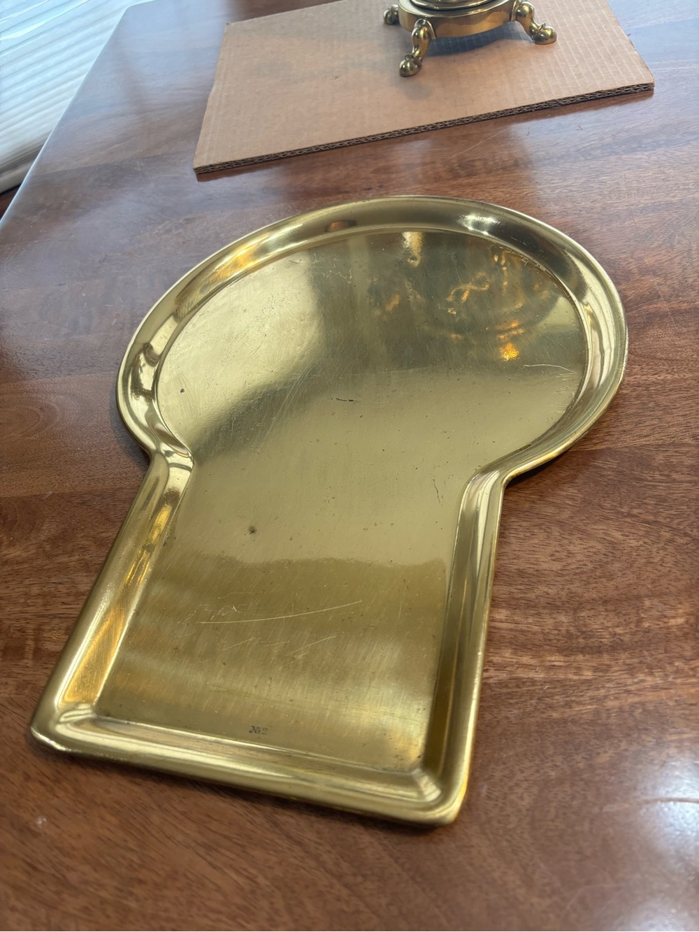 1890-1910 Antique Bauer No 2 Brass Keyhole Samovar Tray 14.5x11